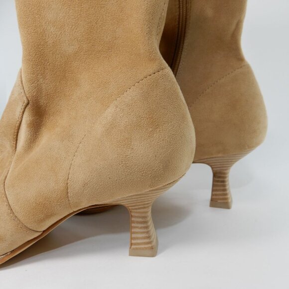Dolce Vita Azalea Pointed Toe Bootie Sock Boots 9 Camel Tan Stretch Faux Suede - Picture 10 of 14